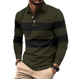 Men's Full Size Collared Contrast Striped Polo Plus Size - Trendsi - Flyclothing LLC