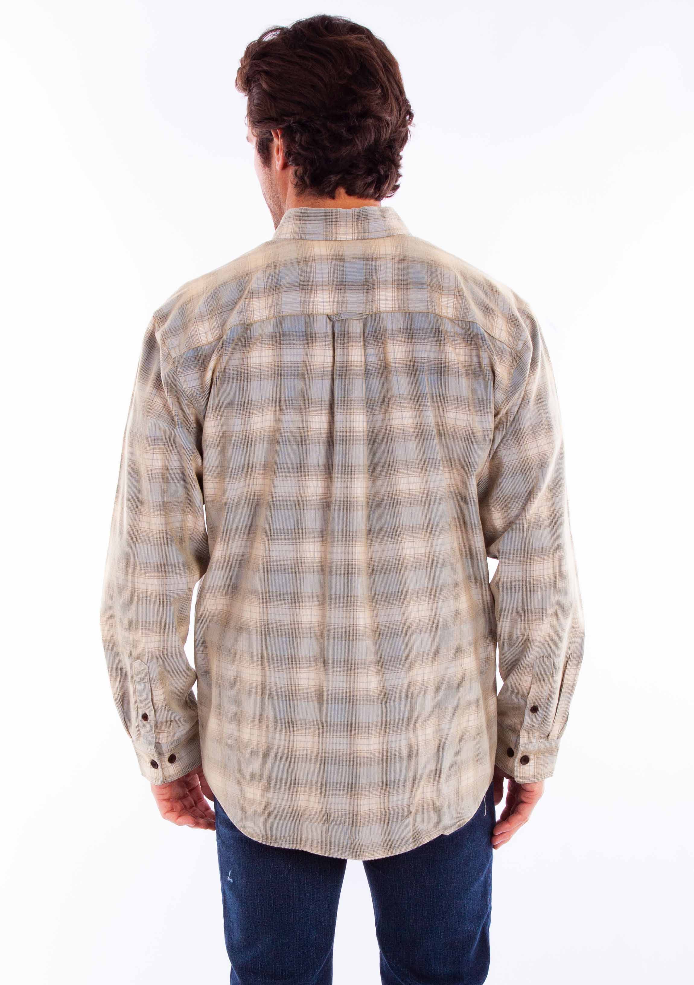 Scully Leather Mens Blue-Tan Flannel Shirt
