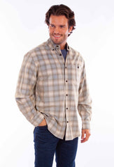 Scully Leather Mens Blue-Tan Flannel Shirt