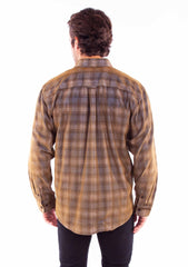 Scully Leather Mens Blue-Brown Flannel Shirt