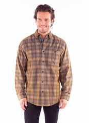Scully Leather Mens Blue-Brown Flannel Shirt