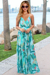 Crisscross Printed Surplice Cami Dress - Trendsi