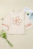 Exposed Seam Slit Floral Round Neck Blouse - Trendsi - Flyclothing LLC