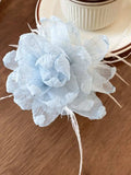 Feather Trim Flower Shape Hair Claw Clip - Trendsi - Flyclothing LLC