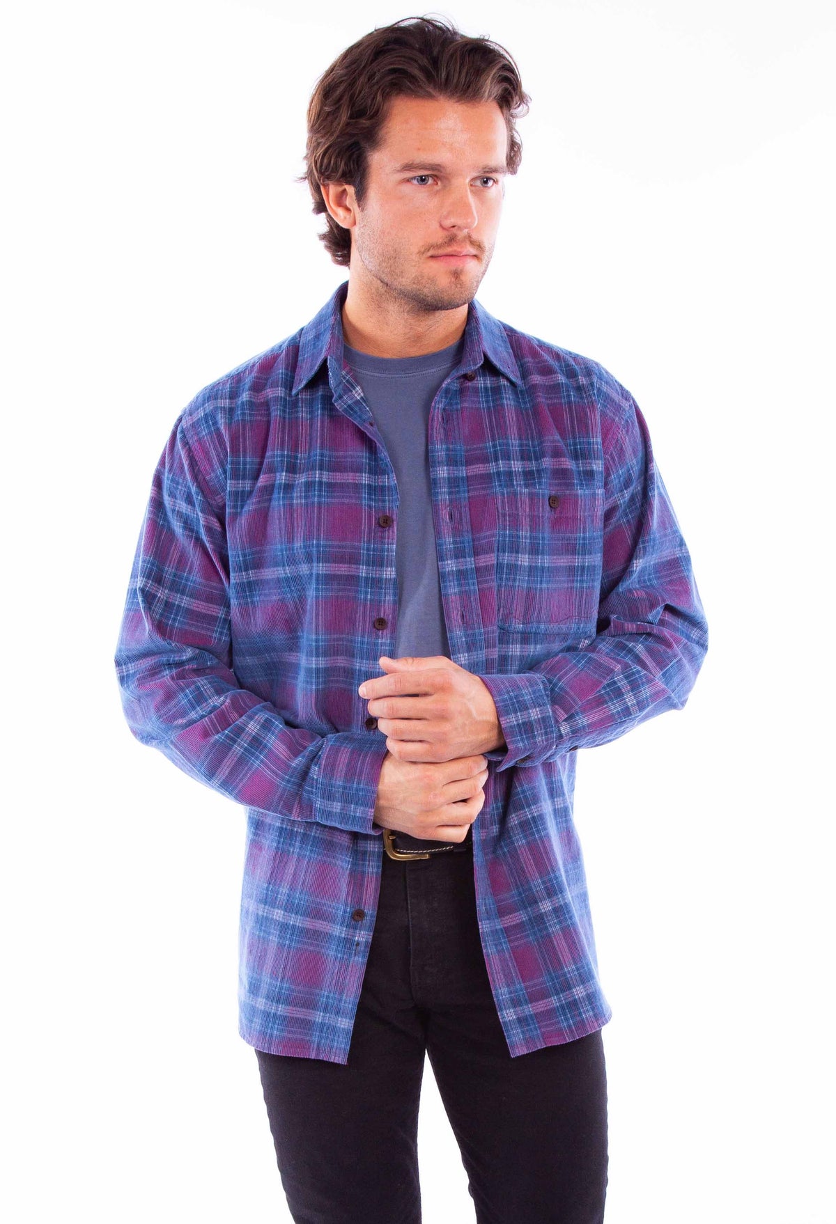 Scully Leather Mens Red-Blue Flannel Shirt