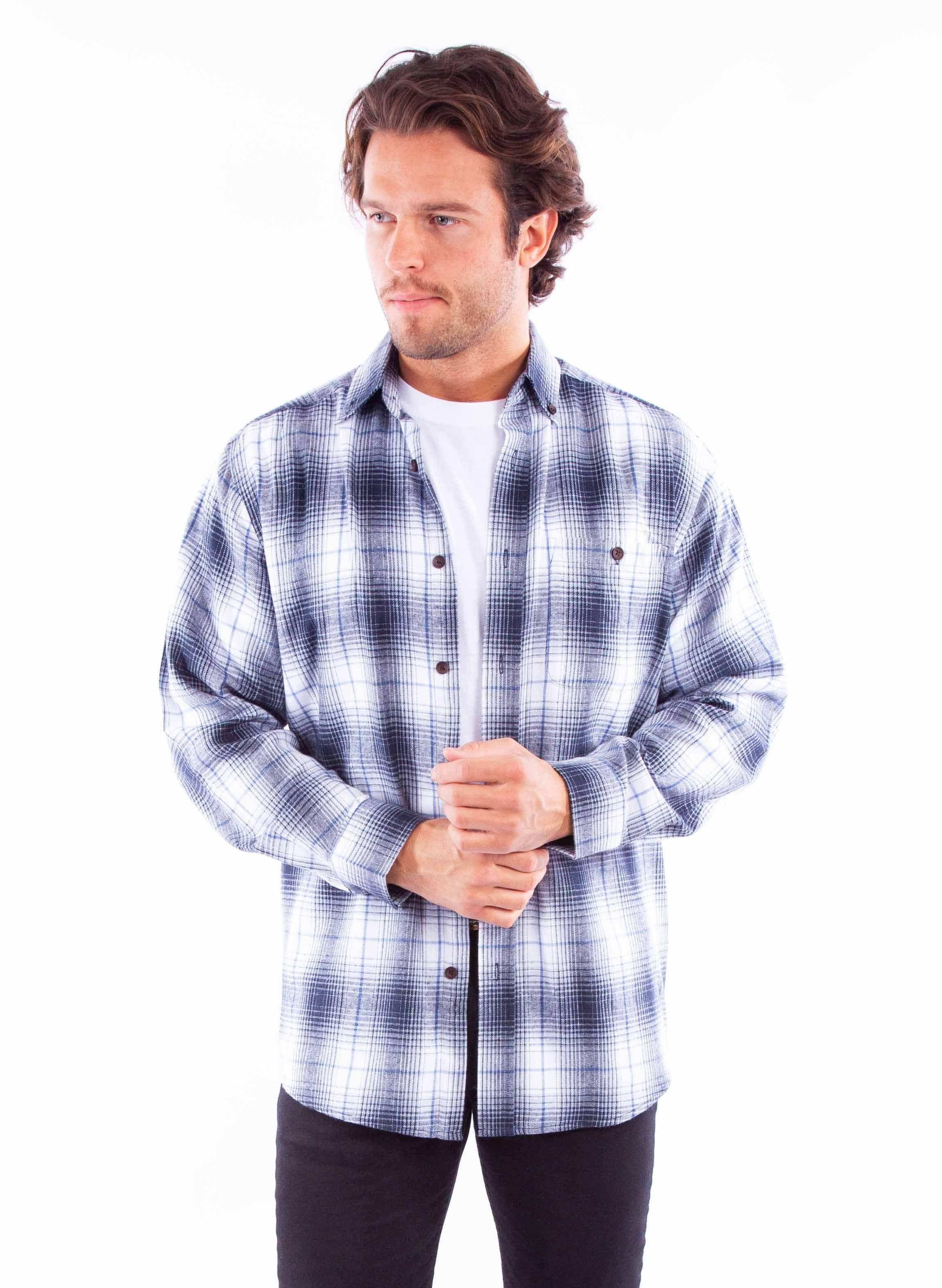 Scully Leather Blue-White Flannel Shirt - Scully Leather - Flyclothing LLC