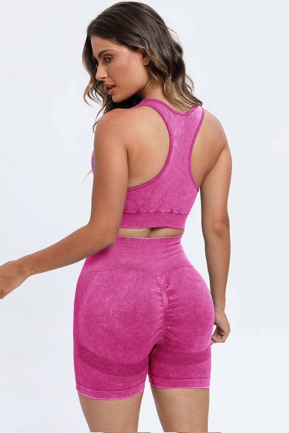 3 Piece Washed Square Neck Wide Strap Active Set - Trendsi - Flyclothing LLC