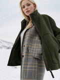 Turtleneck Zip Up Long Sleeve Plush Jacket - Trendsi