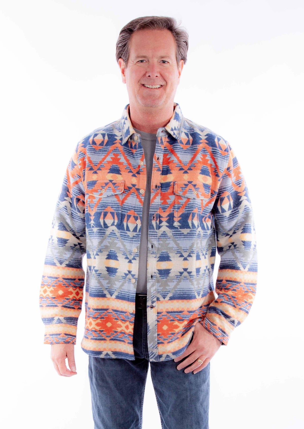 Scully Leather Farthest Point Aztec Pattern Shirt-Jacket - Flyclothing ...