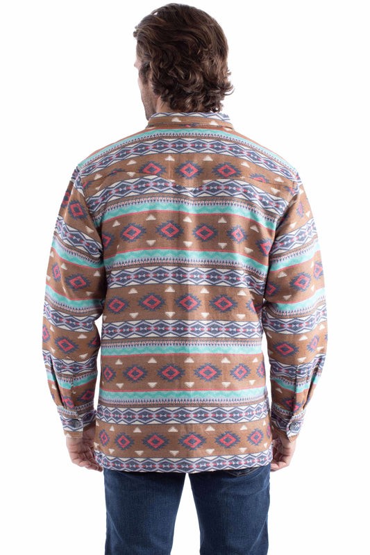 farthest point brown 100% cotton southwest shirt-jacket
