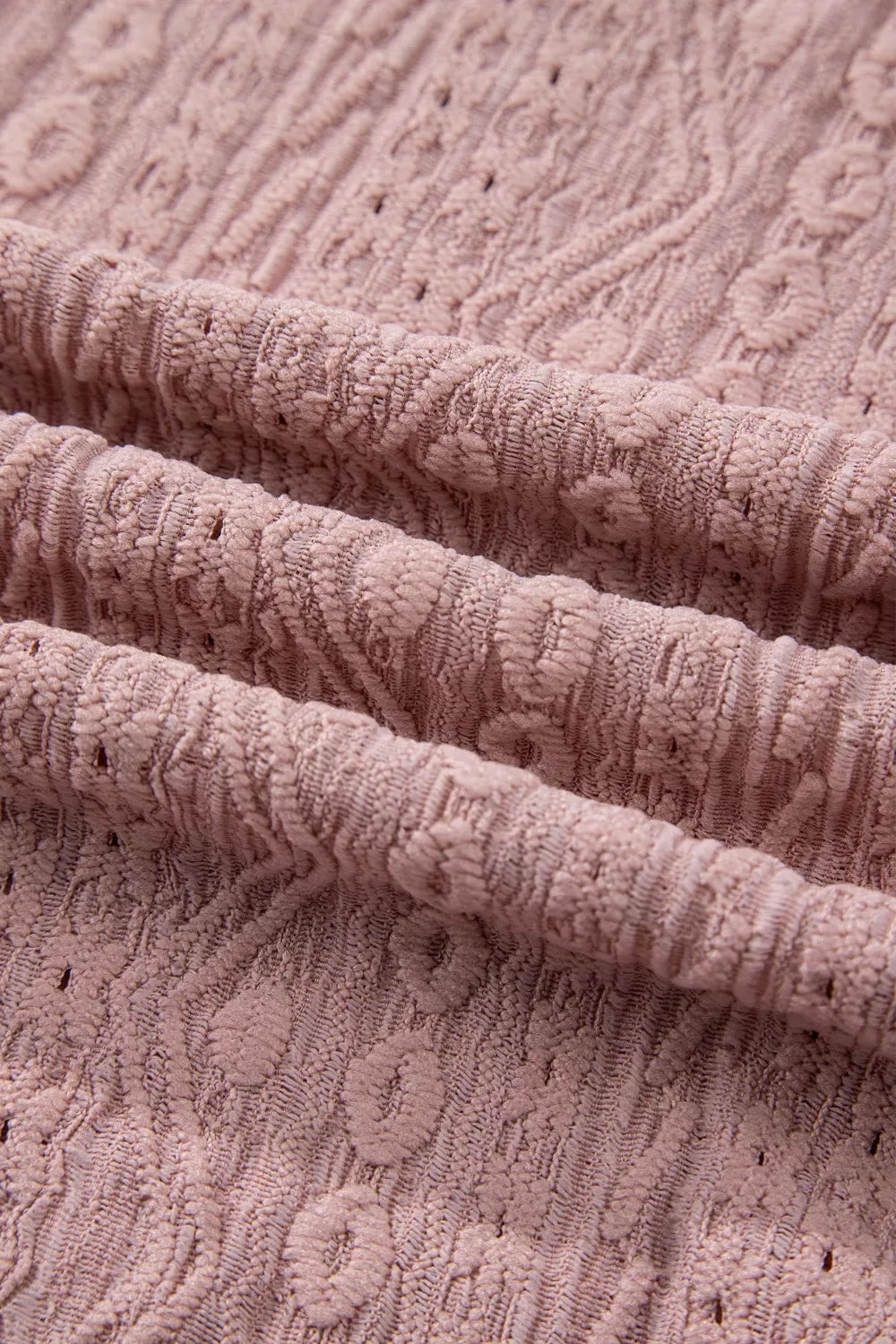 Textured Embroidered Half Buttons Short Sleeve Blouse - Trendsi - Flyclothing LLC