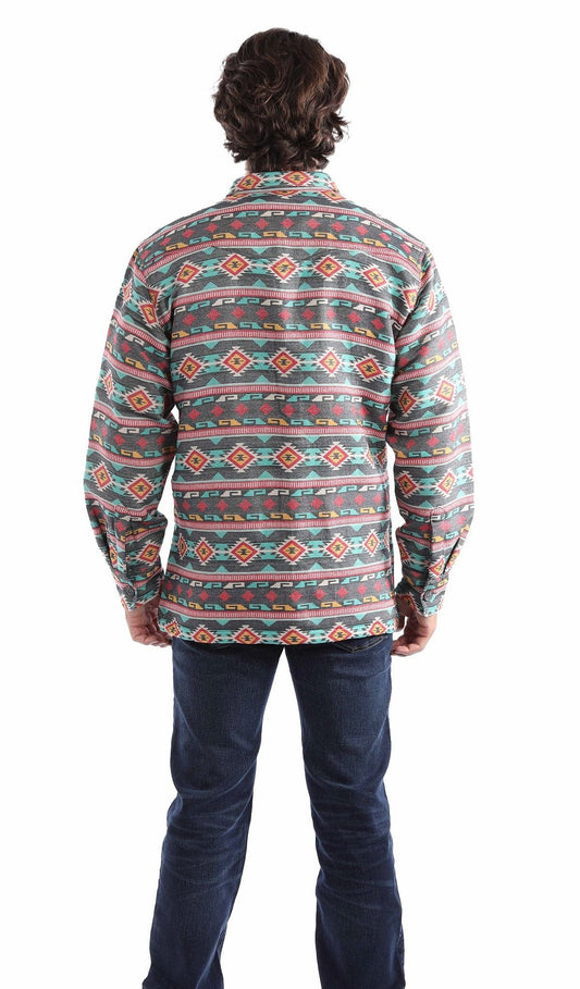 farthest point black-turquoise 100% cotton southwest shirt-jacket