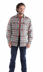 farthest point black-turquoise 100% cotton southwest shirt-jacket