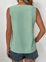 Full Size Lace Detail V-Neck Tank - Trendsi