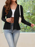 Open Front Long Sleeve Cardigan - Trendsi