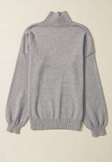 Mock Neck Dropped Shoulder Sweater - Trendsi - Flyclothing LLC