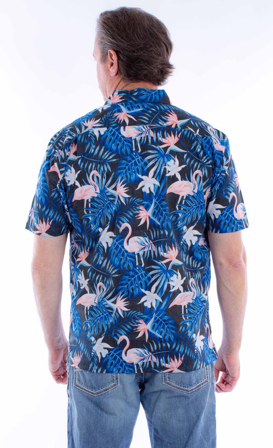 Scully Leather Farthest Point S/S Flamingos & Ferns Shirt - Scully Leather