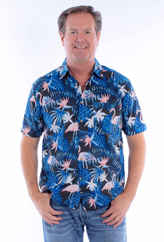 Scully Leather Farthest Point S/S Flamingos & Ferns Shirt - Scully Leather
