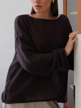Boat Neck Dropped Shoulder Sweater - Trendsi - Flyclothing LLC