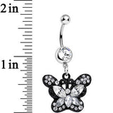 Clear Gem Passionate Black Butterfly Dangle Belly Ring