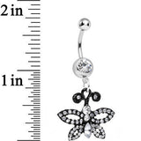 Clear Gem Sublime Sparkling Black Butterfly Dangle Belly Ring