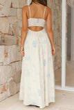 Cutout Back Printed Square Neck Maxi Cami Dress - Trendsi - Flyclothing LLC