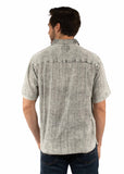 farthest point charcoal 100% cotton short sleeve textured shirt - Scully Leather