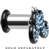 4G Aqua Gem Paved Fancy Mustache Single Flare Steel Plug