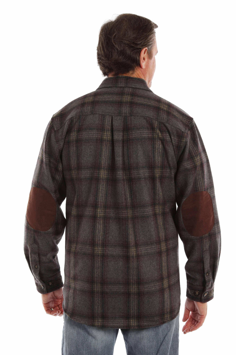 farthest point charcoal-burgundy 70% wool 30% rayon heavy weight wool blend flannel - Scully Leather - Flyclothing LLC