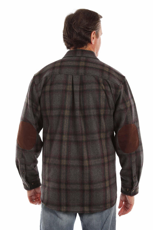 farthest point charcoal-burgundy 70% wool 30% rayon heavy weight wool blend flannel