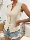 Button Down Vest Coat - Trendsi