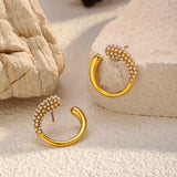 Pearl-Accented C-Hoop Earrings - Trendsi - Flyclothing LLC