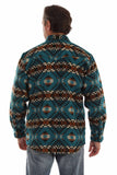 farthest point turquoise 50% wool 50% acrylic wool blend aztec shirt/jacket - Scully Leather