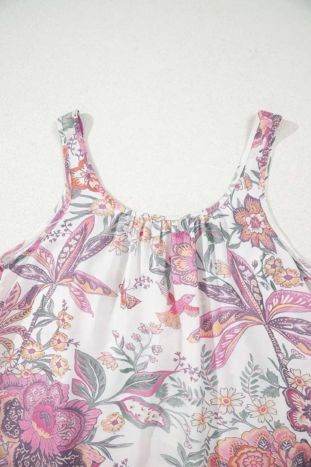 Multicolour Floral Tie Neck Sleeveless Mini Dress - Trendsi - Flyclothing LLC