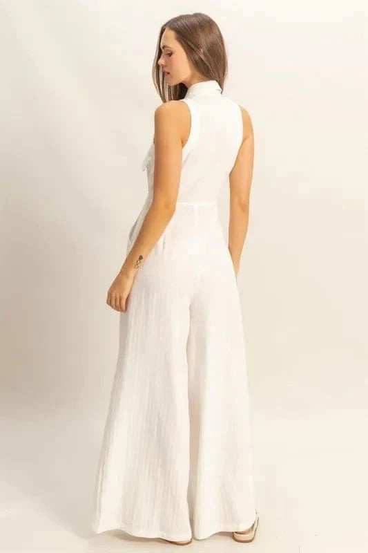 HYFVE Sleeveless Tie Waist Wide Leg Jumpsuit - Trendsi - Flyclothing LLC