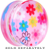 26mm Acrylic Pink Multicolored Flower Power Saddle Plug