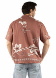 farthest point brown 100% viscose s/s hawaiin orchid shirt - Scully Leather