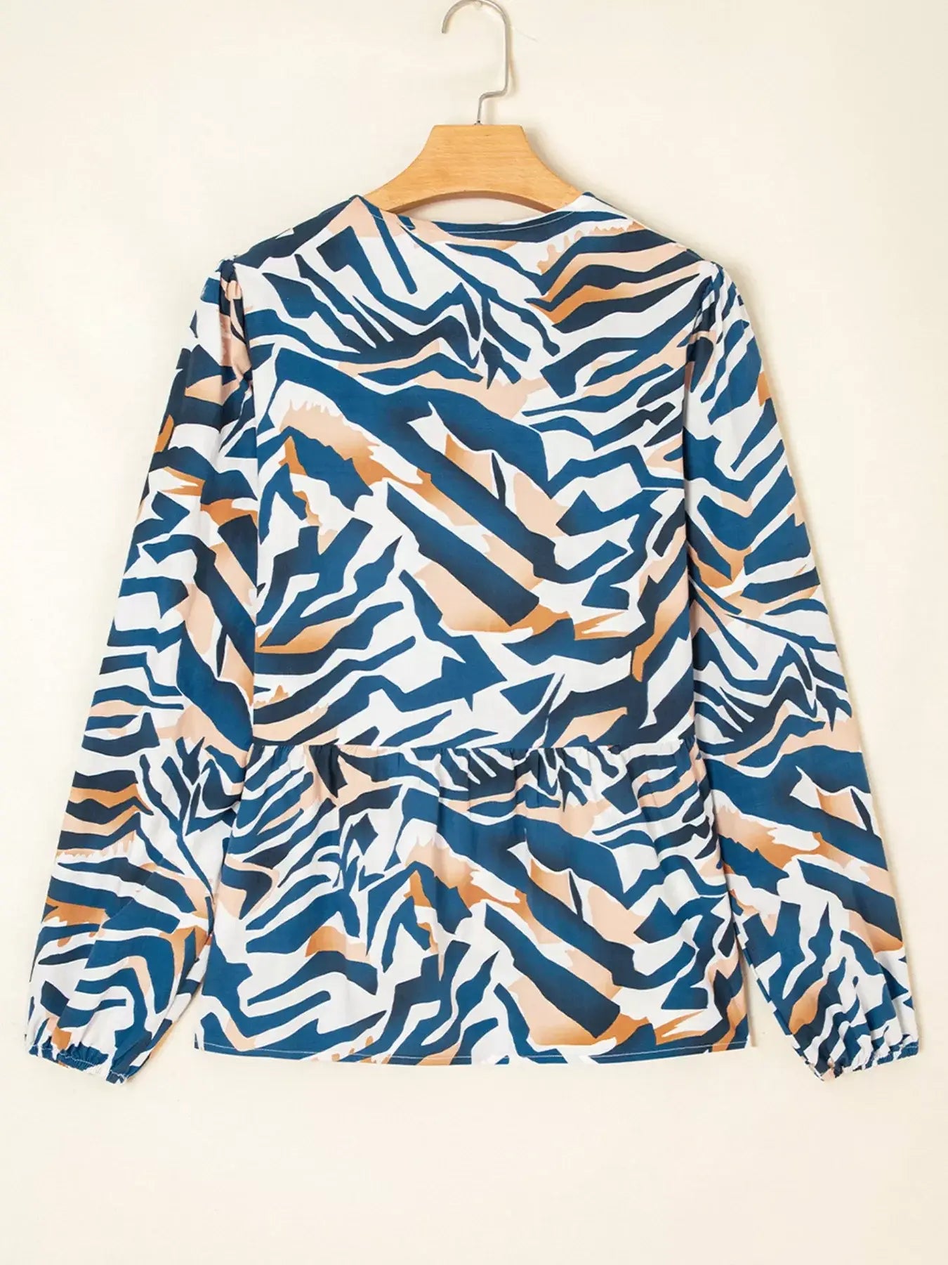 Zebra Print Tied Front Puff Sleeve Top - Trendsi - Flyclothing LLC