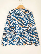 Zebra Print Tied Front Puff Sleeve Top - Trendsi - Flyclothing LLC