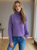 Turtleneck Long Sleeve Sweater - Trendsi