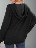 Double Take Textured Kangaroo Pocket Long Sleeve Hoodie - Trendsi - Flyclothing LLC