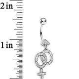 Clear Gem Joined Female and Male Symbols Dangle Belly Ring