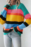 Contrast Round Neck Dropped Shoulder Sweater - Trendsi - Flyclothing LLC