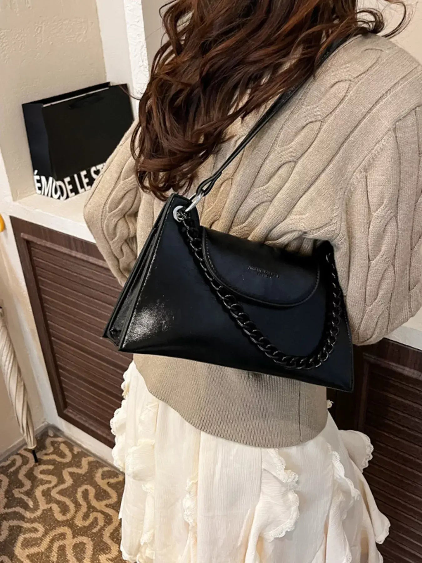 Chain Decor Flap Crossbody Bag - Trendsi - Flyclothing LLC