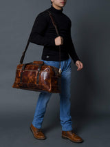 Espresso Elegance Carry on Duffle, Saddle Tan - Classy Leather Bags - Flyclothing LLC