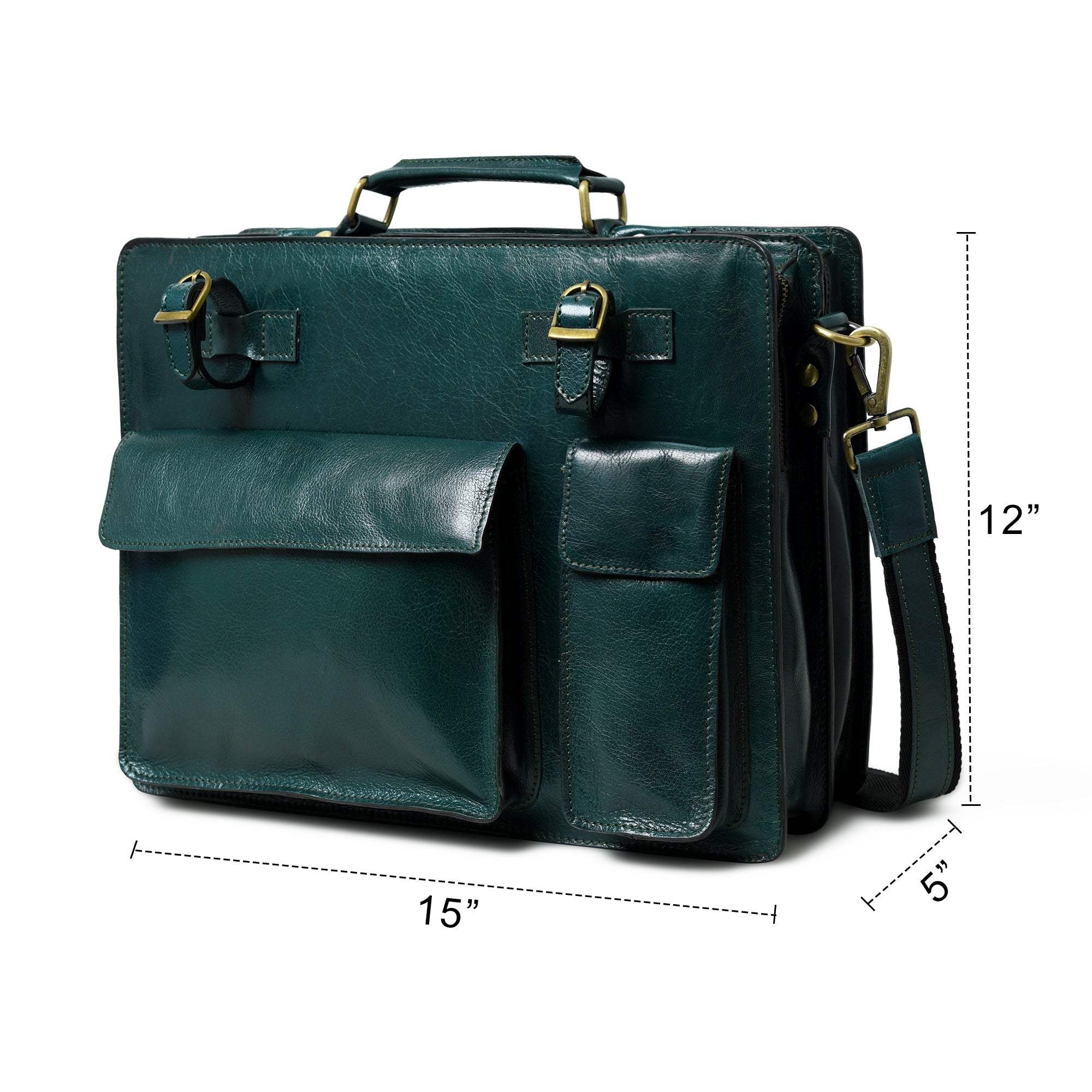 Tuscany Italian Leather Briefcase, Green - Classy Leather Bags - Flyclothing LLC