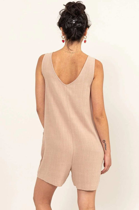 HYFVE V-Neck Sleeveless Romper with Pockets - Trendsi - Flyclothing LLC