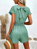 Tied Surplice Short Sleeve Romper - Trendsi - Flyclothing LLC