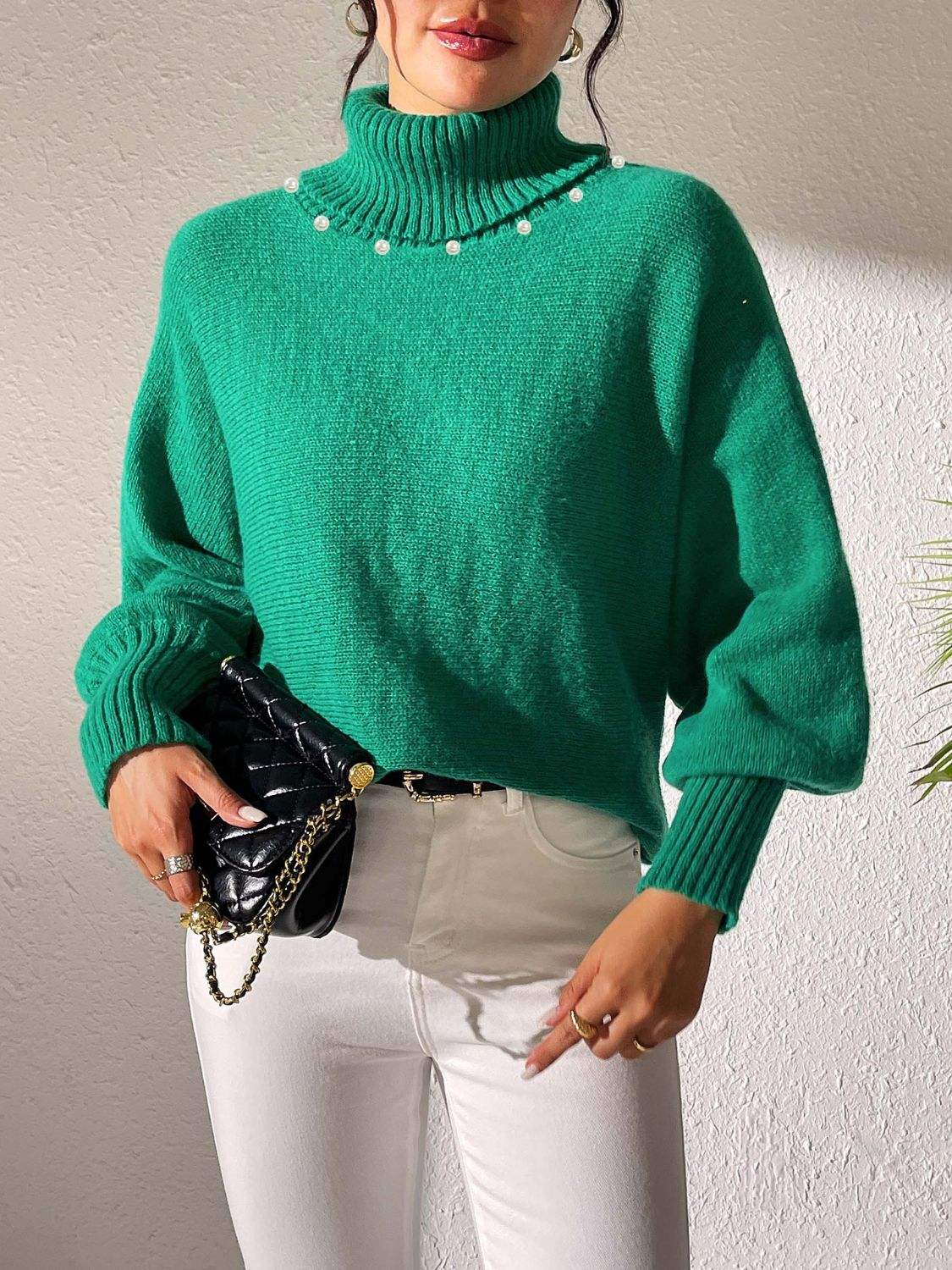 Turtleneck Long Sleeve Sweater - Trendsi - Flyclothing LLC
