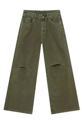 Distressed Wide Leg Jeans with Pockets - Trendsi - Flyclothing LLC